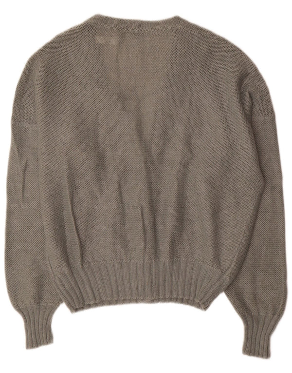 vintage Femme Cardigan Pull UK 18 XL Gris Mohair