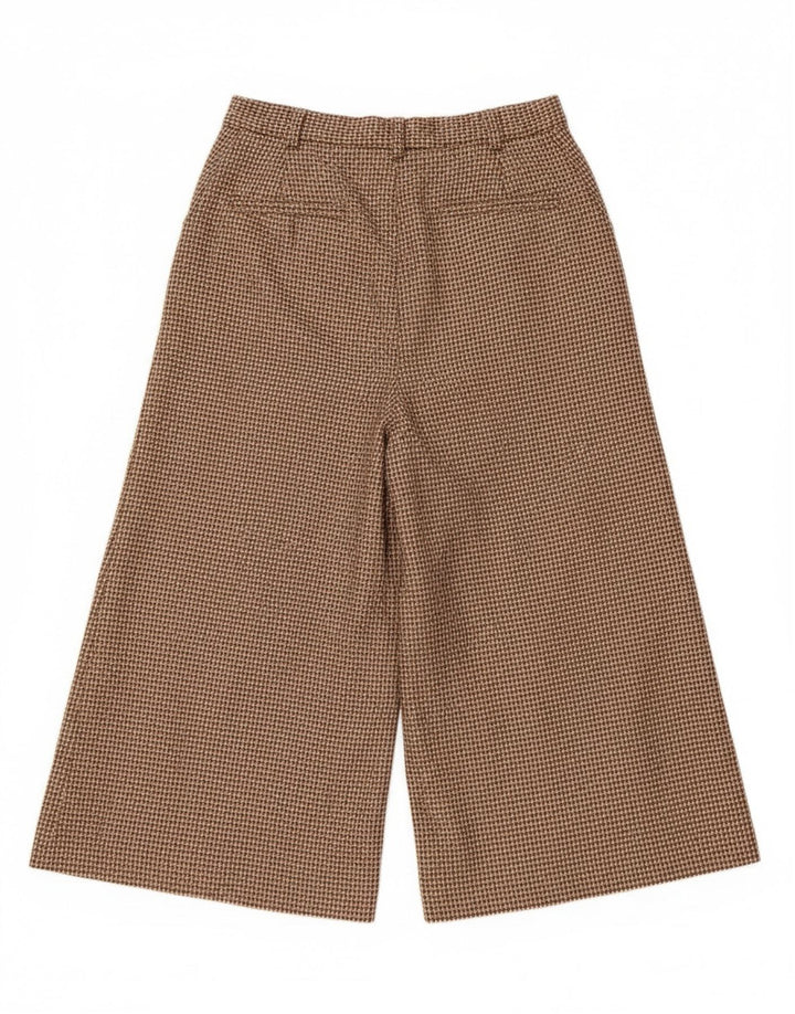 Pantalon Capri femme vintage IT 42 Medium W26 laine pied-de-poule marron
