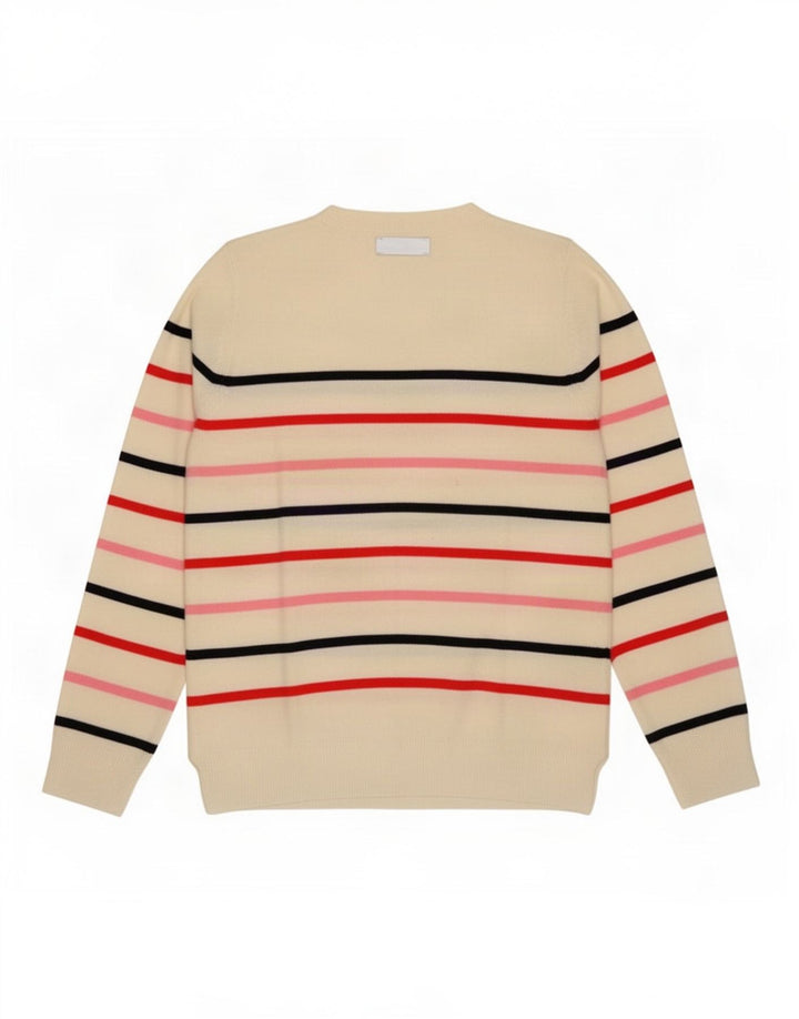 Marks & Spencer Pull ras du cou pour femme UK 12 Medium Blanc rayé