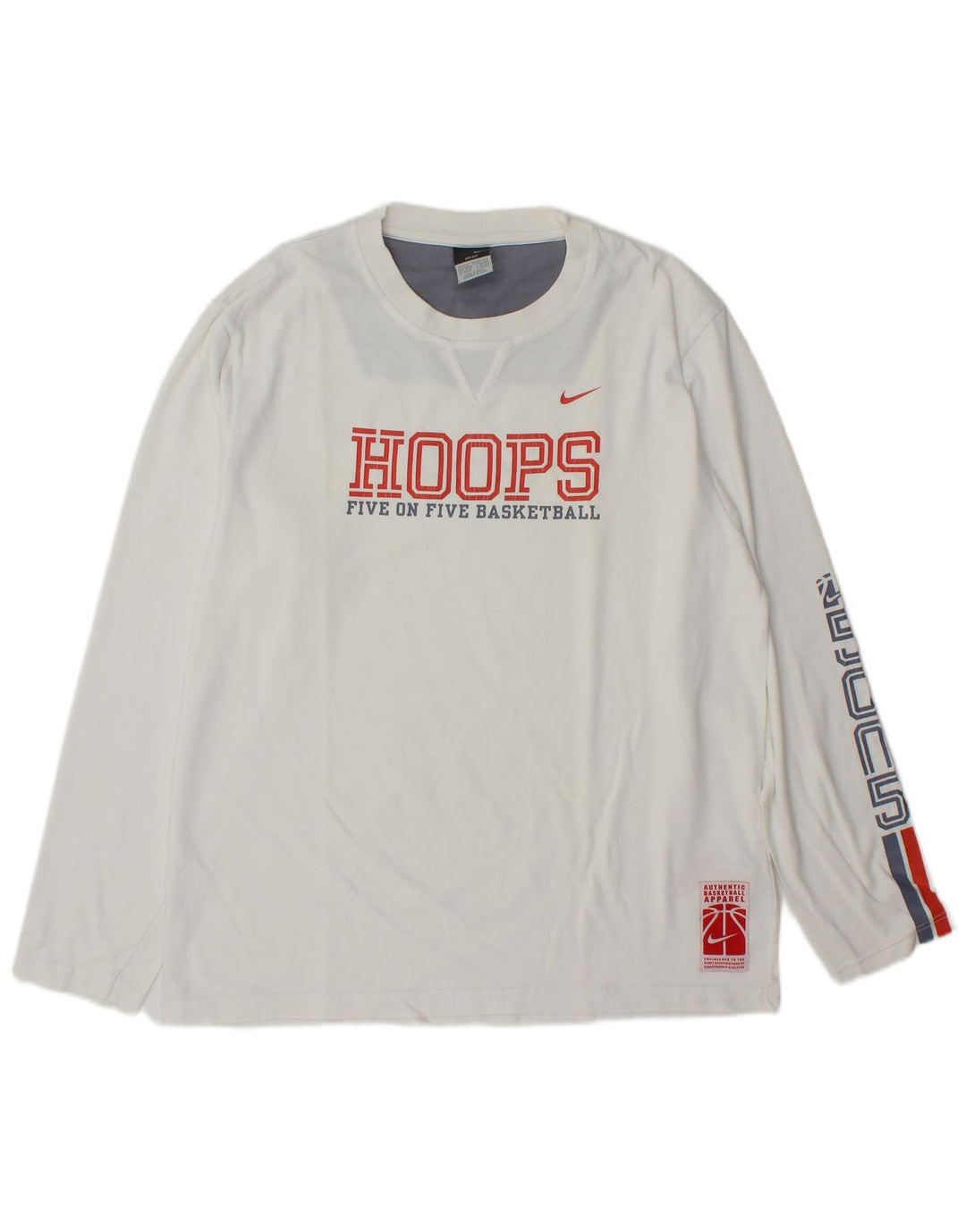 Nike Haut graphique à manches longues pour homme UK 39/41 Coton blanc moyen
