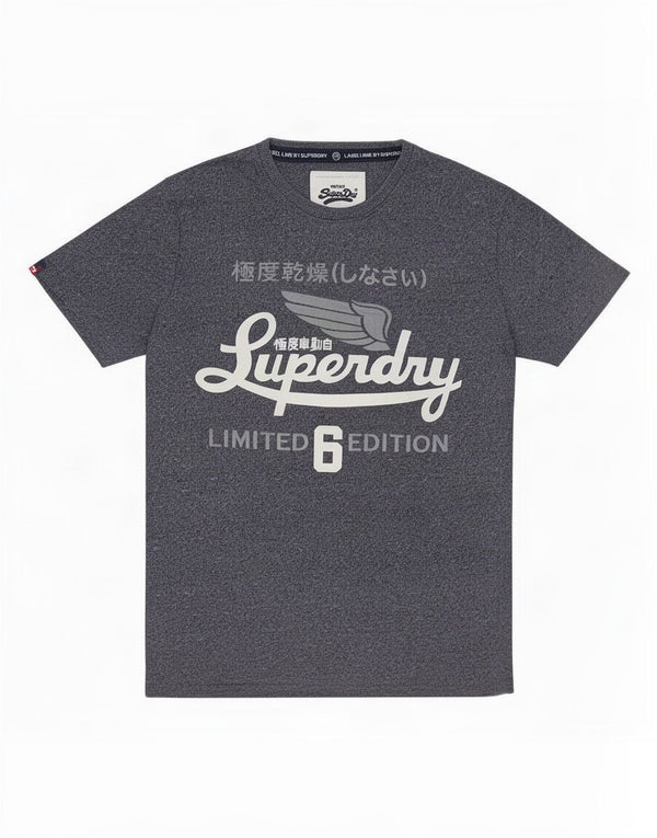 Superdry T-shirt graphique en coton moucheté bleu marine moyen