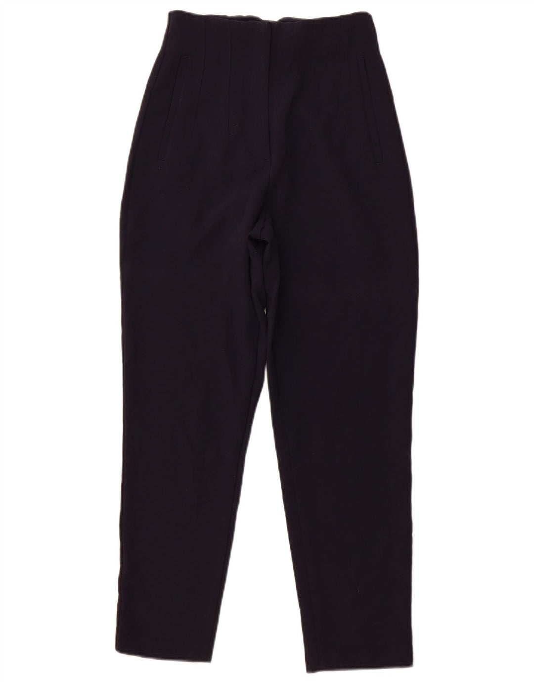 ZARA Pantalon décontracté taille haute fuselé pour femme XS W24 L26 Bleu marine