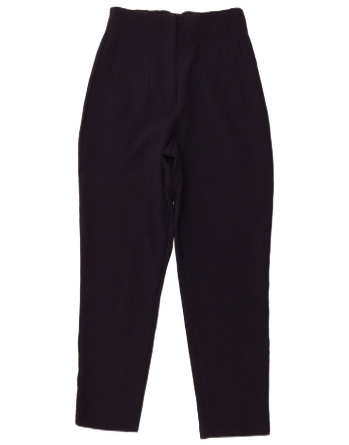 ZARA Pantalon décontracté taille haute fuselé pour femme XS W24 L26 Bleu marine