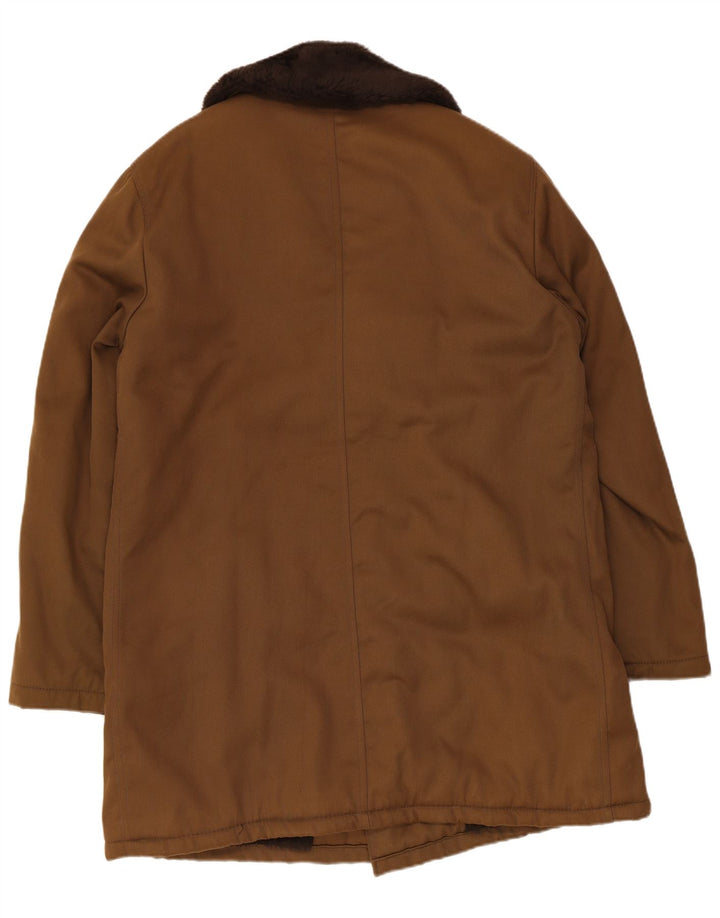 vintage Homme Double Breasted Manteau EU 54 2XL Marron Polyester