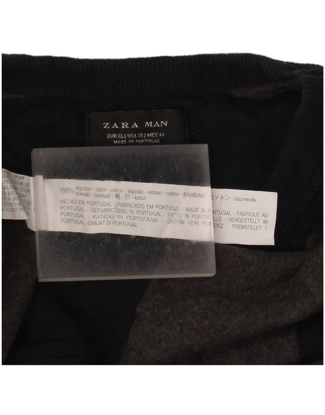Zara Pull ras du cou pour homme XL en coton rayé bleu marine