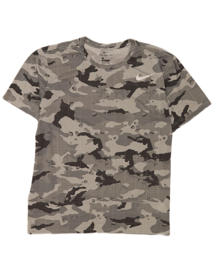Nike Hommes Dri Fit T-Shirt Haut Large Gris Camouflage Polyester