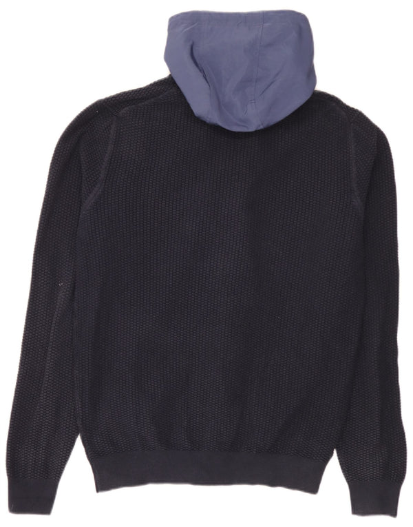 Massimo Dutti Cardigan à capuche pour homme XL en coton color block bleu marine