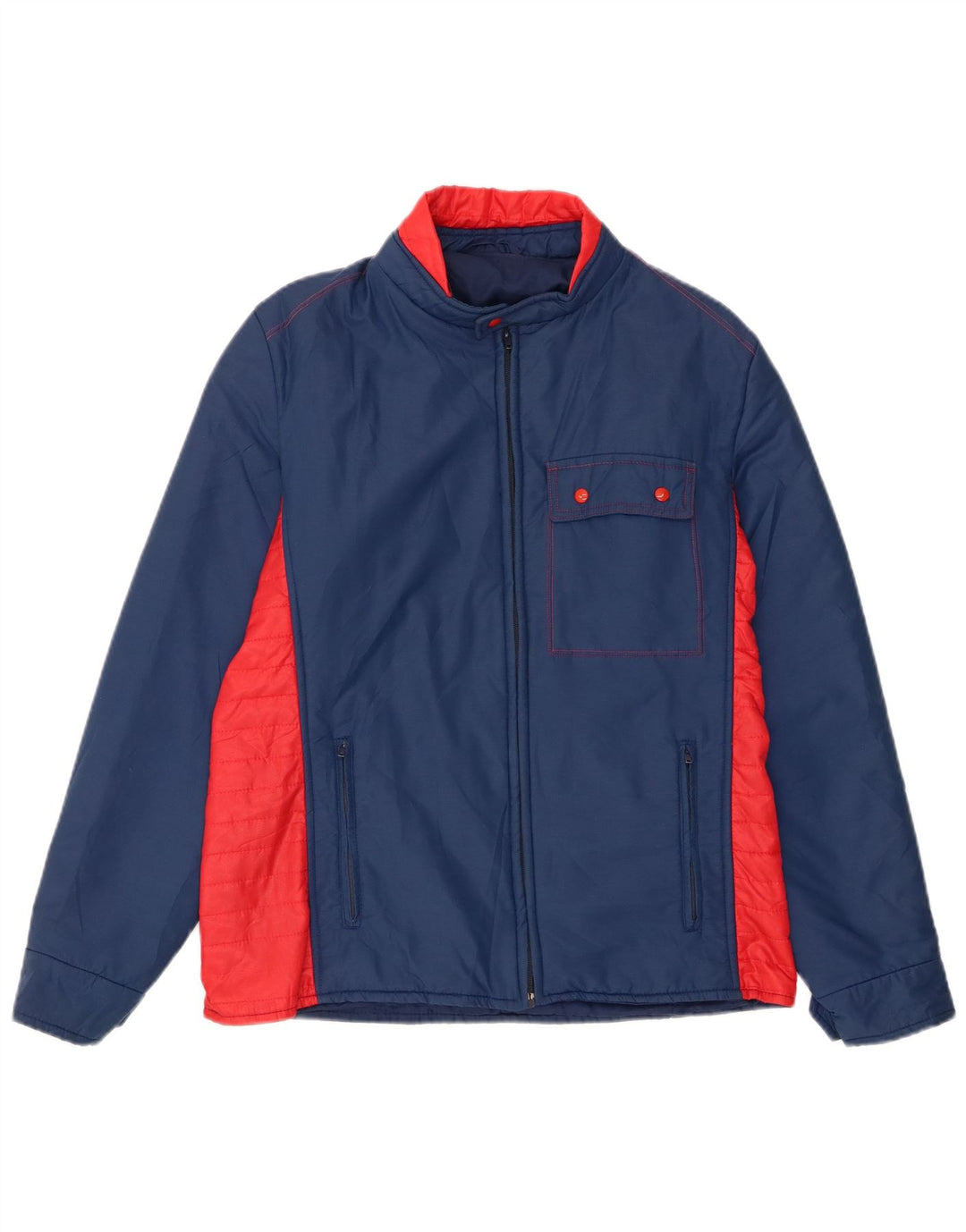 veste rembourrée femme vintage UK 14 Nylon colorblock bleu moyen
