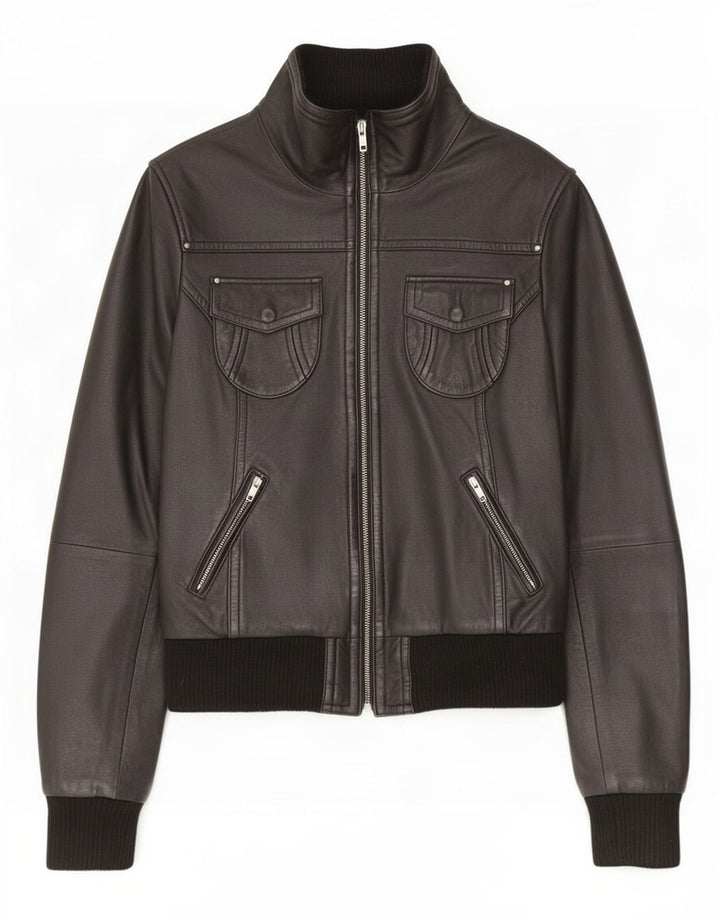 Carrie Hoxton Veste en cuir pour femme UK 14 Medium Noir