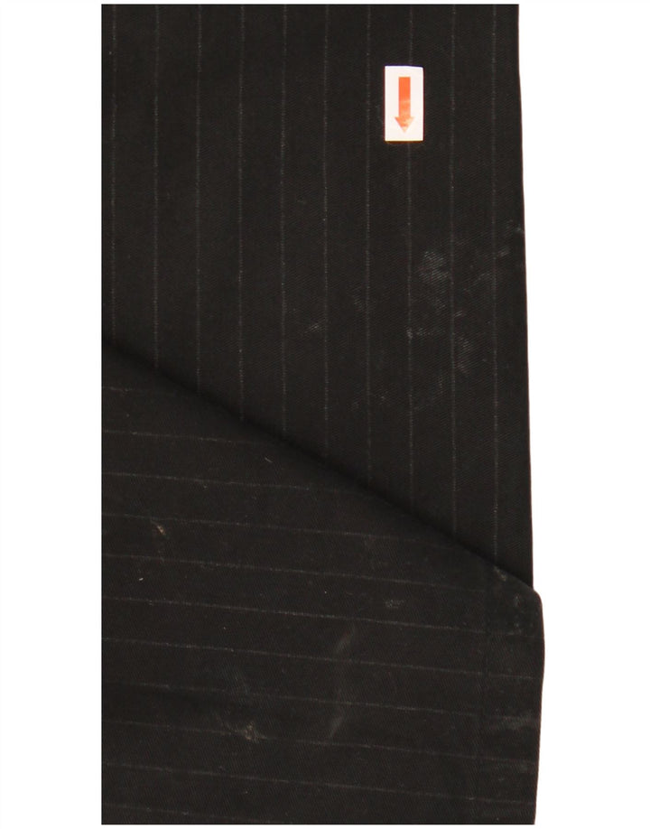 TOMMY HILFIGER Pantalon de Costume Droit Femme W32 L32 Coton Rayé Noir