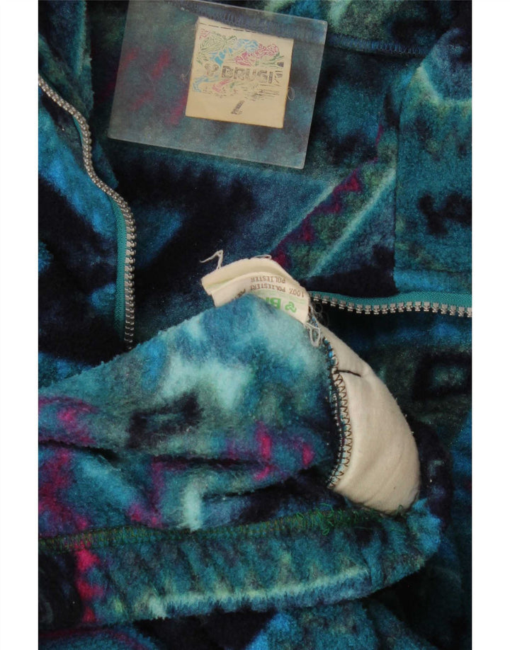 Brugi Pull polaire à col zippé pour homme, grand bleu géométrique en polyester
