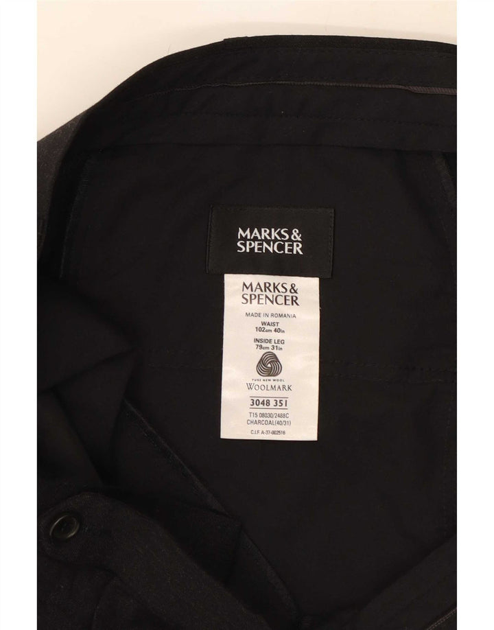 Marks & Spencer Pantalon de Costume Droit Homme W40 L31 Gris Laine