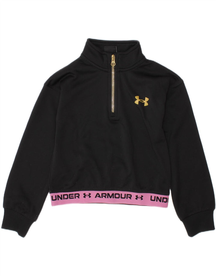 UNDER ARMOUR Sweat-shirt à col zippé pour fille 4-5 ans Noir Colourblock