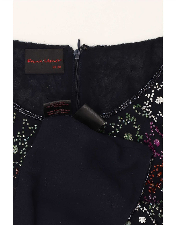 Frank Usher Chemisier Femme Top UK 20 2XL Bleu Marine Floral Polyester