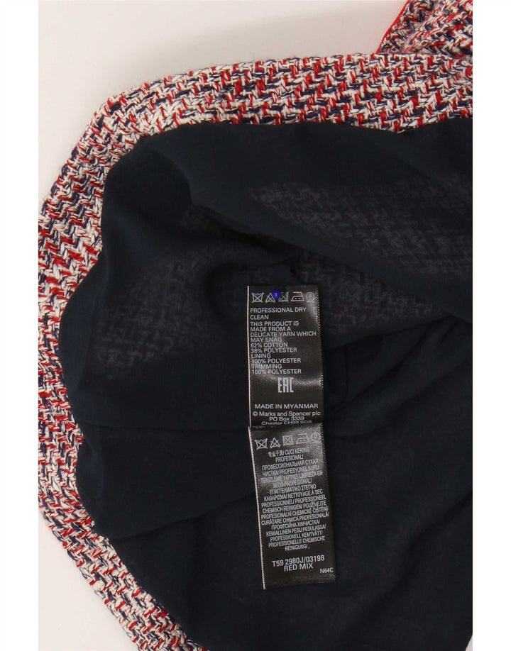 Marks & Spencer Veste blazer courte pour femme UK 12 Coton moucheté rouge moyen