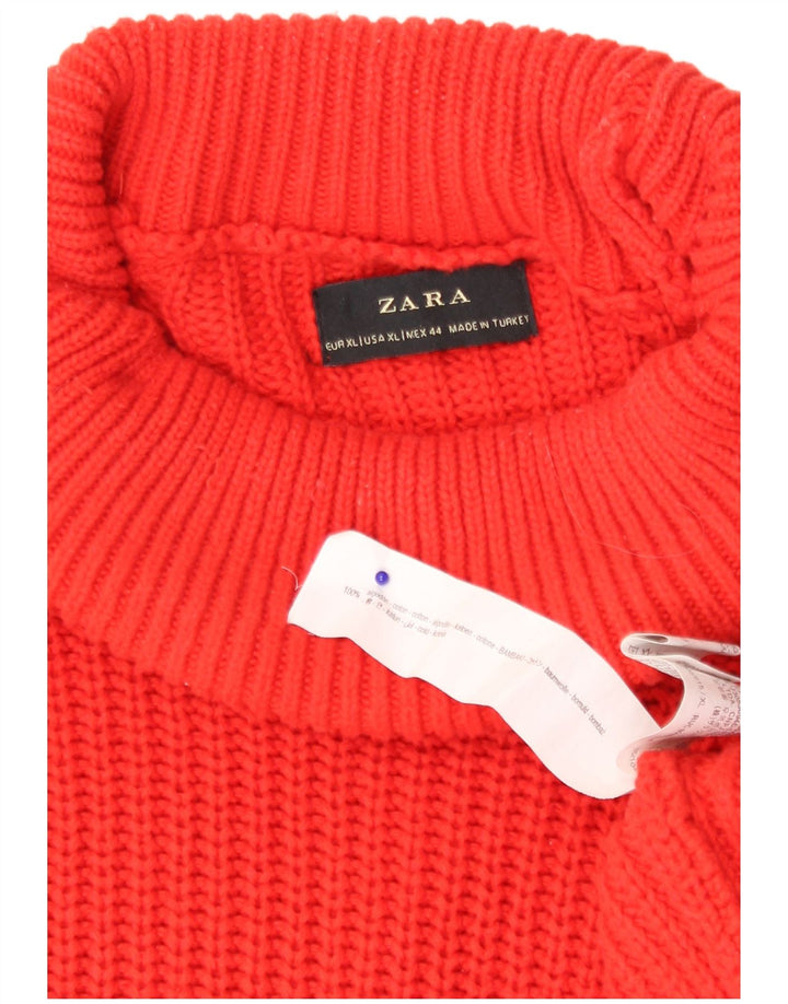 Zara Pull Col Roulé Homme XL Rouge Coton