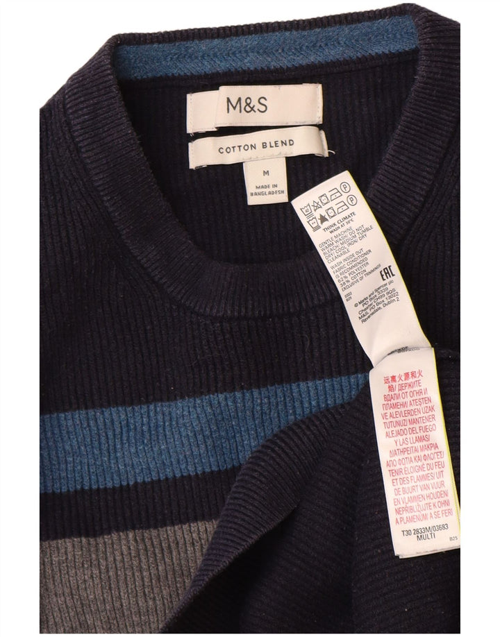 Marks & Spencer Pull à col rond pour homme Bleu marine moyen Colourblock
