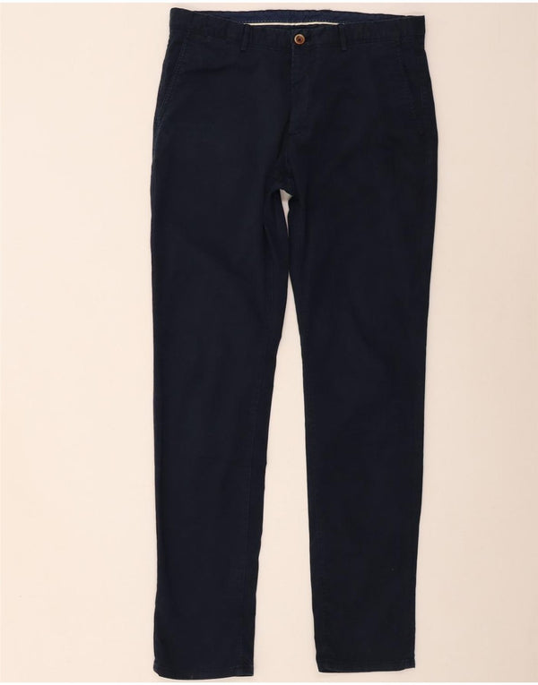 Massimo Dutti Pantalon chino coupe slim pour homme EU 44 Large W34 L33 Bleu marine