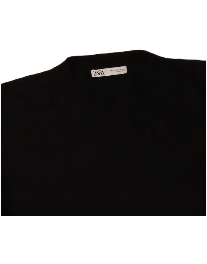 ZARA Pull surdimensionné à col rond pour femme UK 18 XL Laine noire