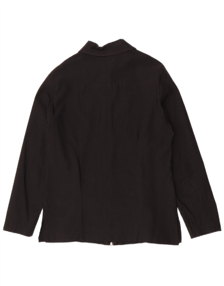 Veste Blouson Femme Vintage UK 14 Viscose Noir Moyen