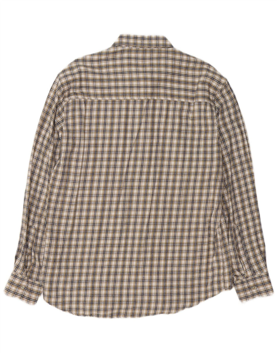 VINTAGE Chemise en flanelle pour hommes grand coton à carreaux beige