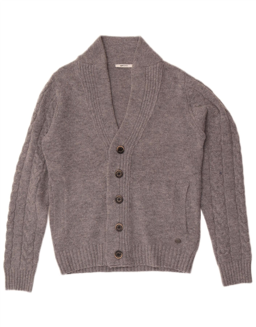 Gas Cardigan Homme Pull Petit Gris Laine