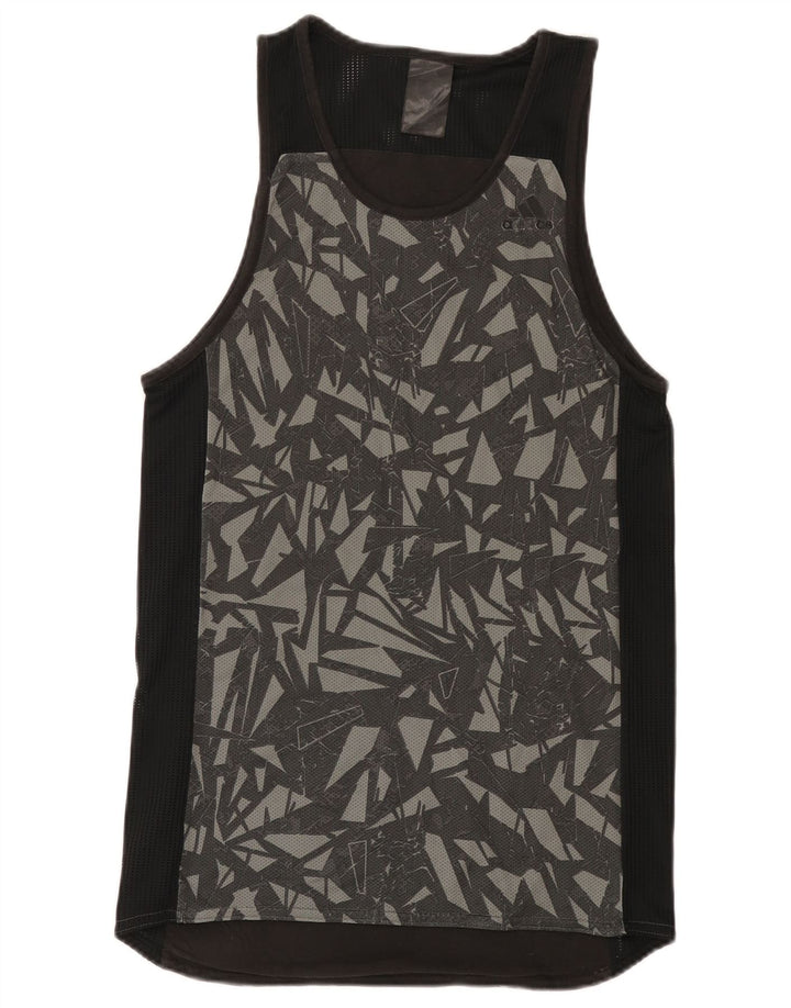 Adidas Hommes Débardeur Petit Noir Géométrique Coton