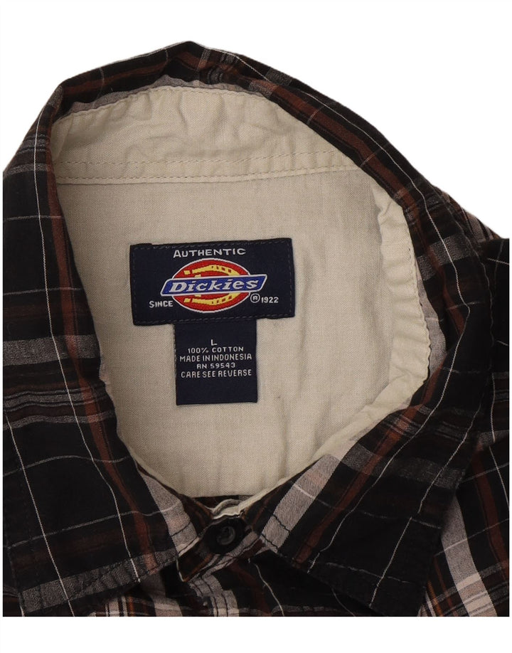 Dickies Chemise à manches courtes pour homme en coton à carreaux noirs