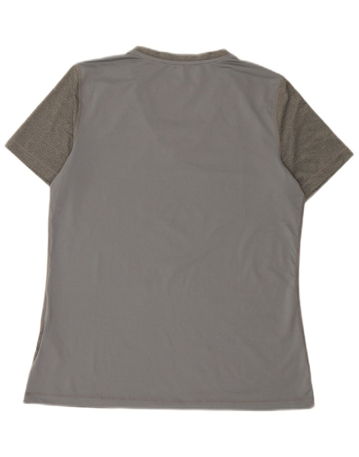 Nike Womens Dri Fit T-Shirt Top UK 14 Large Gris Polyester