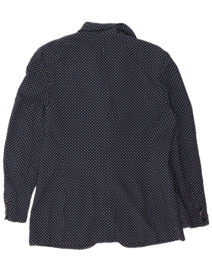 VINTAGE Femme 1 Bouton Blazer Veste UK 14 Bleu Marine Moyen Tacheté