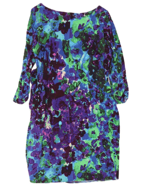 Coast Robe droite à manches 3/4 à motif abstrait pour femme UK 18 XL Bleu