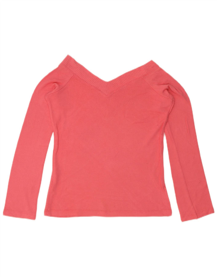 Zara Femme Top Manches Longues UK 12 Large Rose Viscose