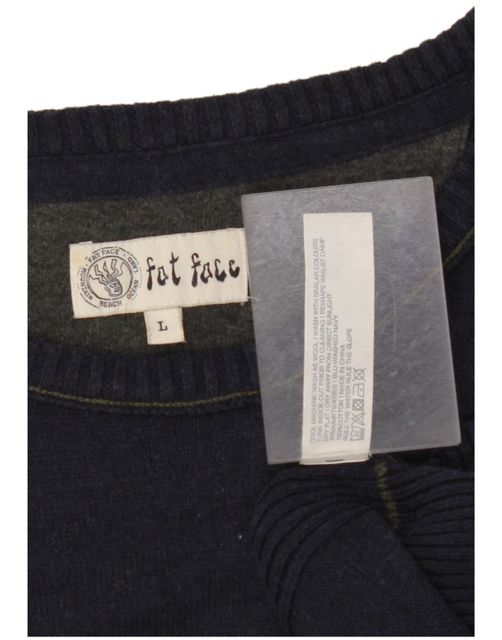 FAT FACE Pull col bateau pour homme en coton bleu marine Taille L