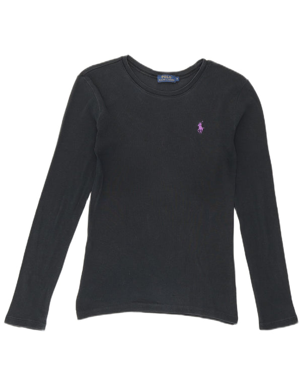 Polo Ralph Lauren Haut à manches longues pour femme UK 10 Small Bleu marine Coton