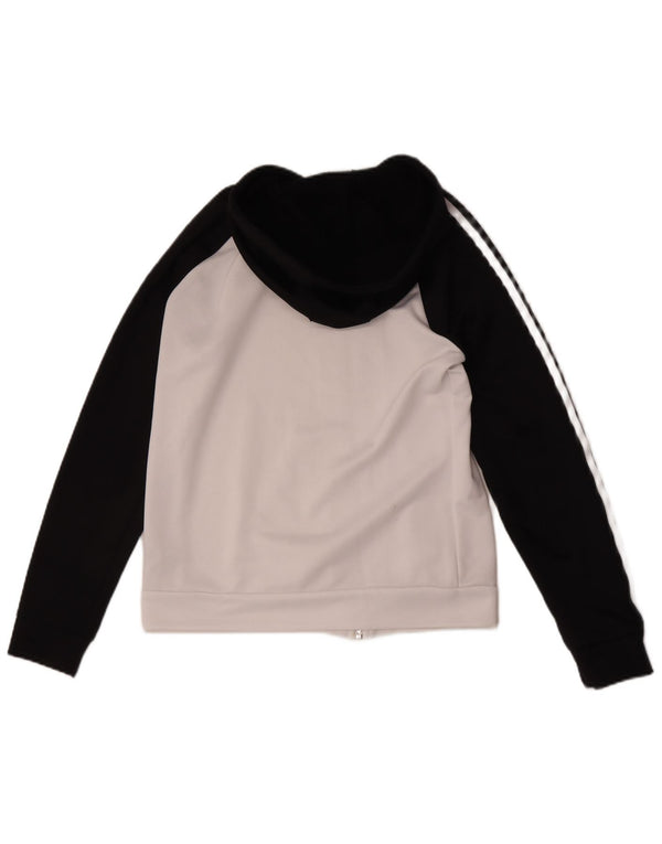 Adidas Pull à capuche zippé pour femme UK 14 Polyester color block blanc moyen