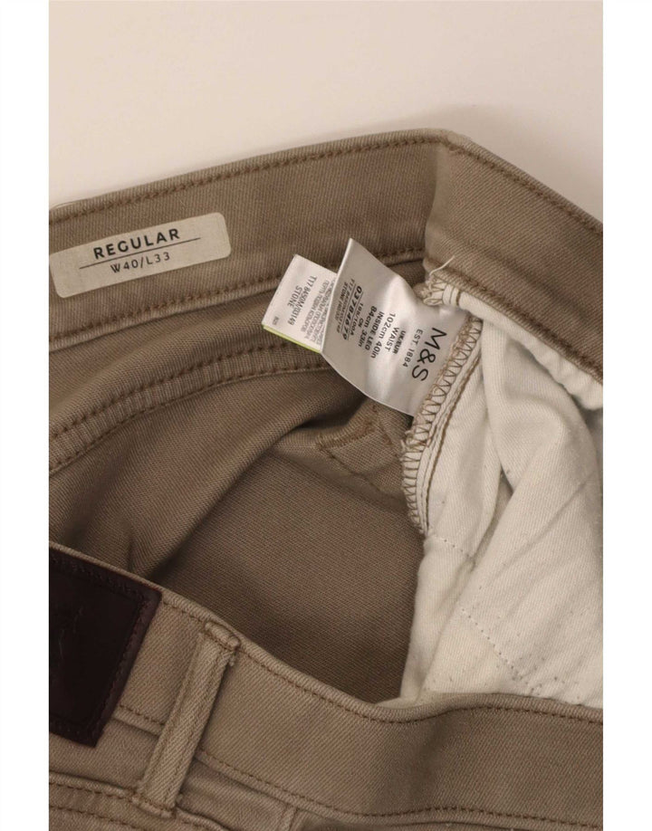 Marks & Spencer Pantalon décontracté droit régulier pour femme W40 L33 Beige