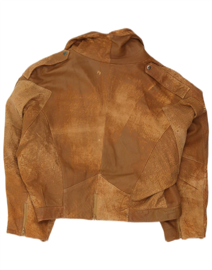 vintage Womens Crop Suede Jacket EU 42 Grand Cuir Brun