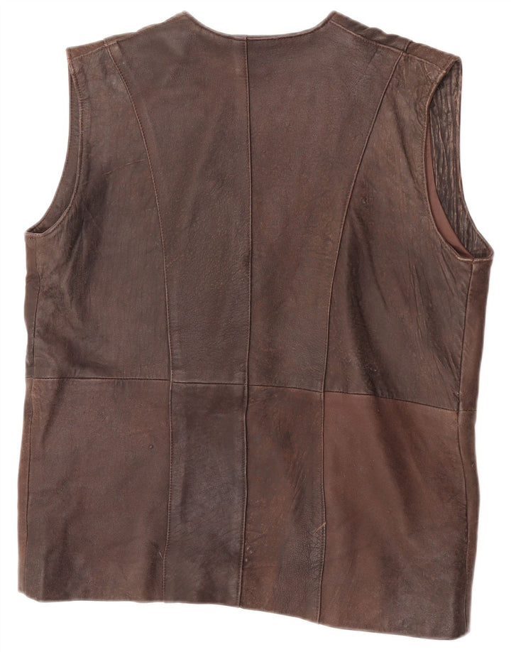 gilet en cuir homme vintage UK 38 Brun moyen