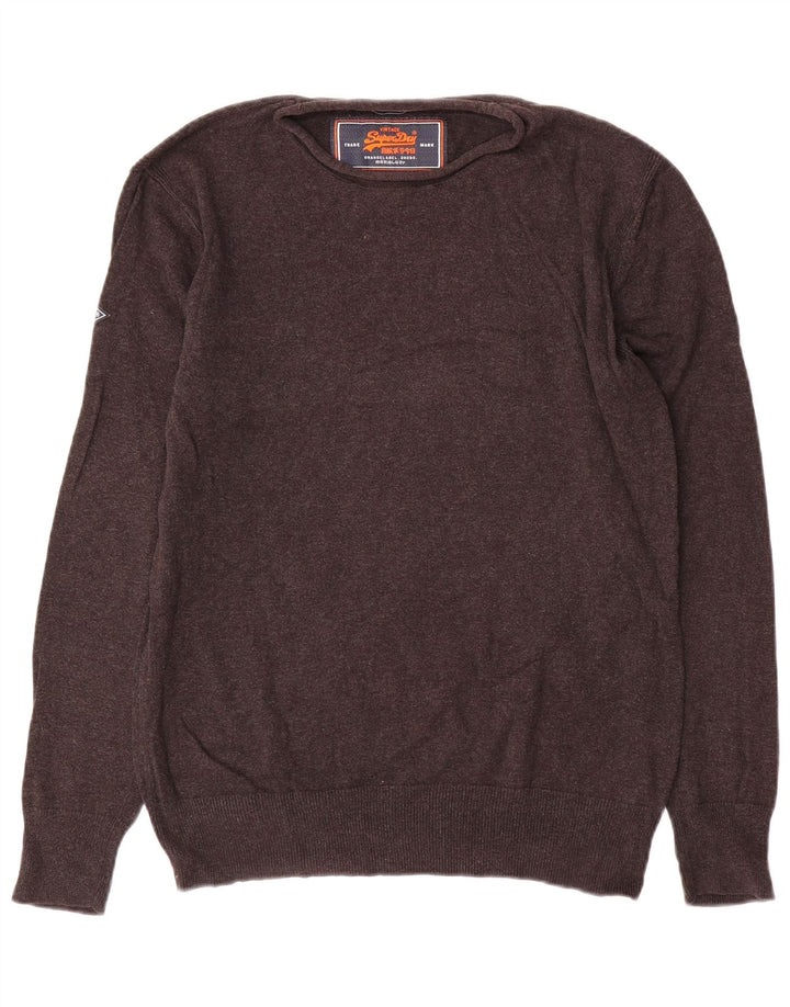 Superdry Pull Col Bateau Homme Gris Moyen Coton