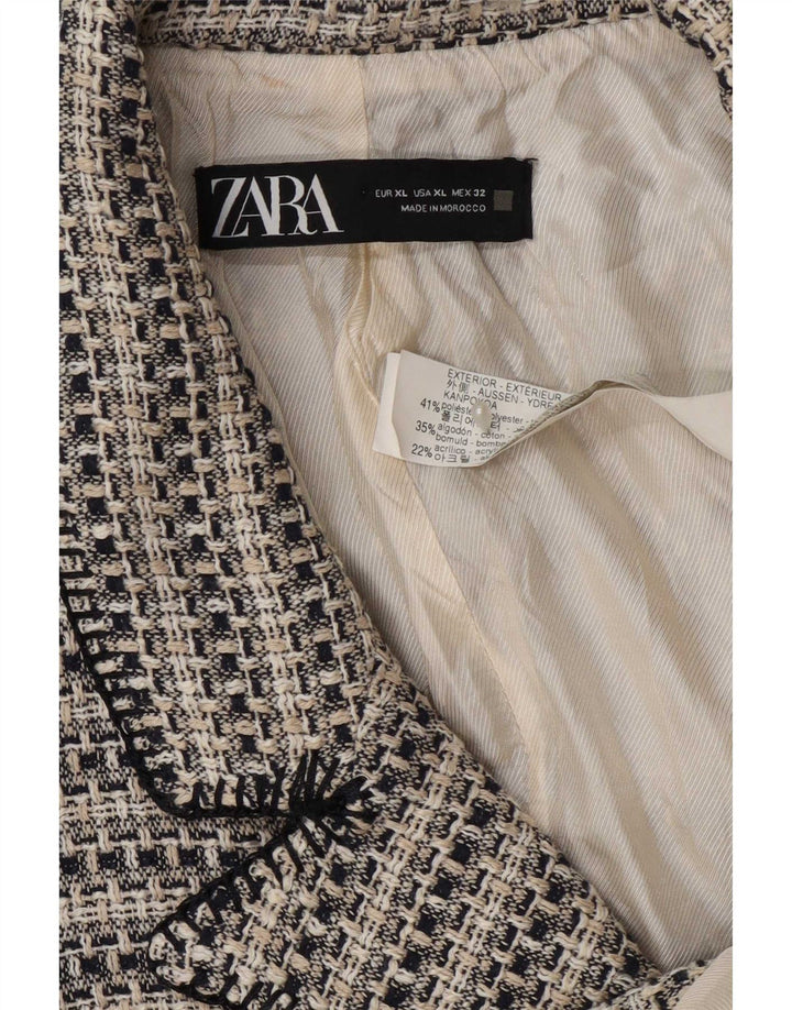 Zara Veste blazer à 3 boutons pour femme UK 18 XL Gris à fines rayures Polyester