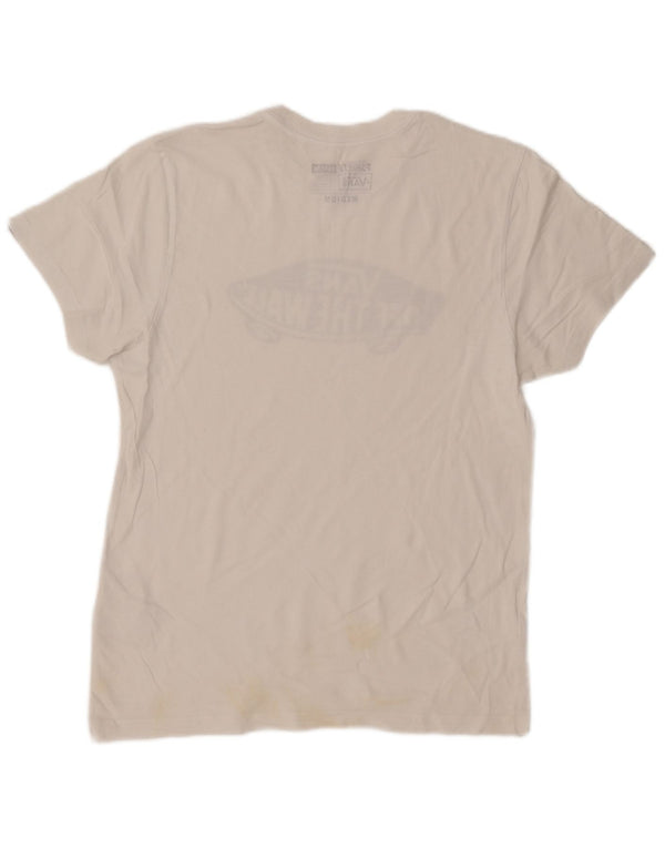 Vans Mens Custom Fit Graphic T-Shirt Top Medium White Cotton