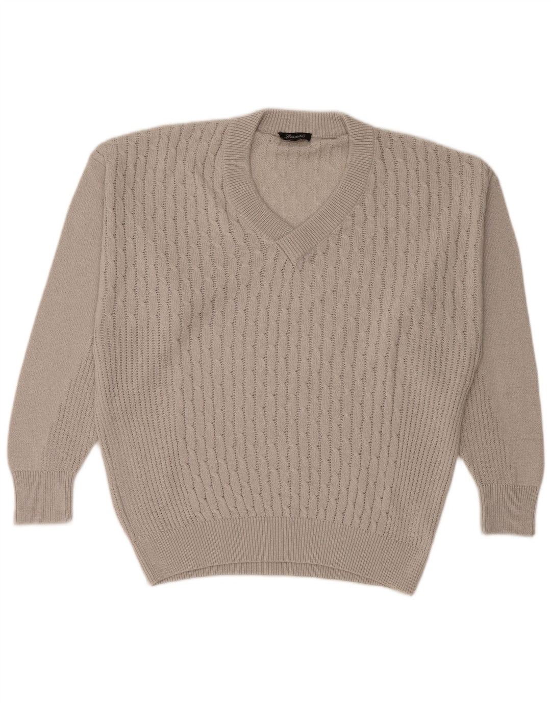 LEONARDO Pull Col V Homme XL Gris Coton