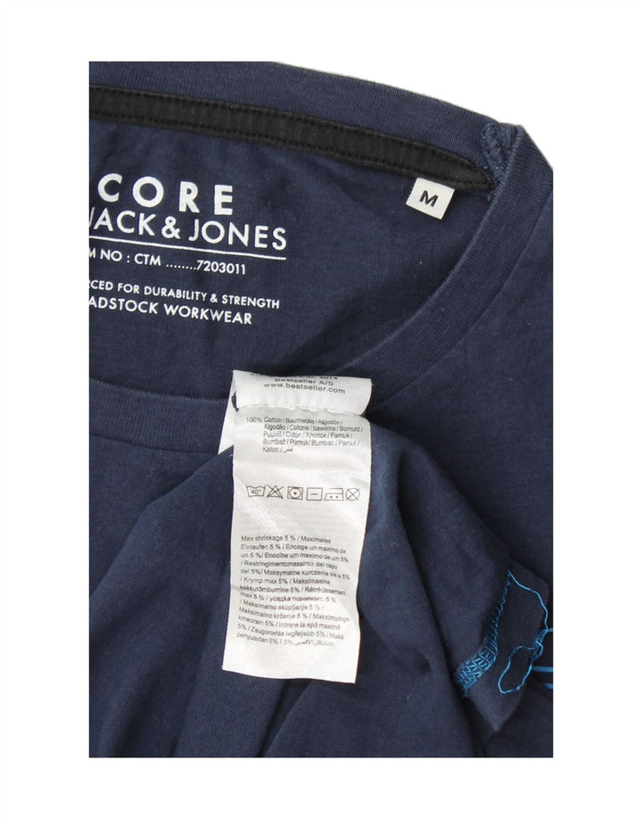 JACK & JONES Mens Graphic T-Shirt Top Medium Navy Blue Cotton Vintage Jack & Jones and Second-Hand Jack & Jones from Messina Hembry 