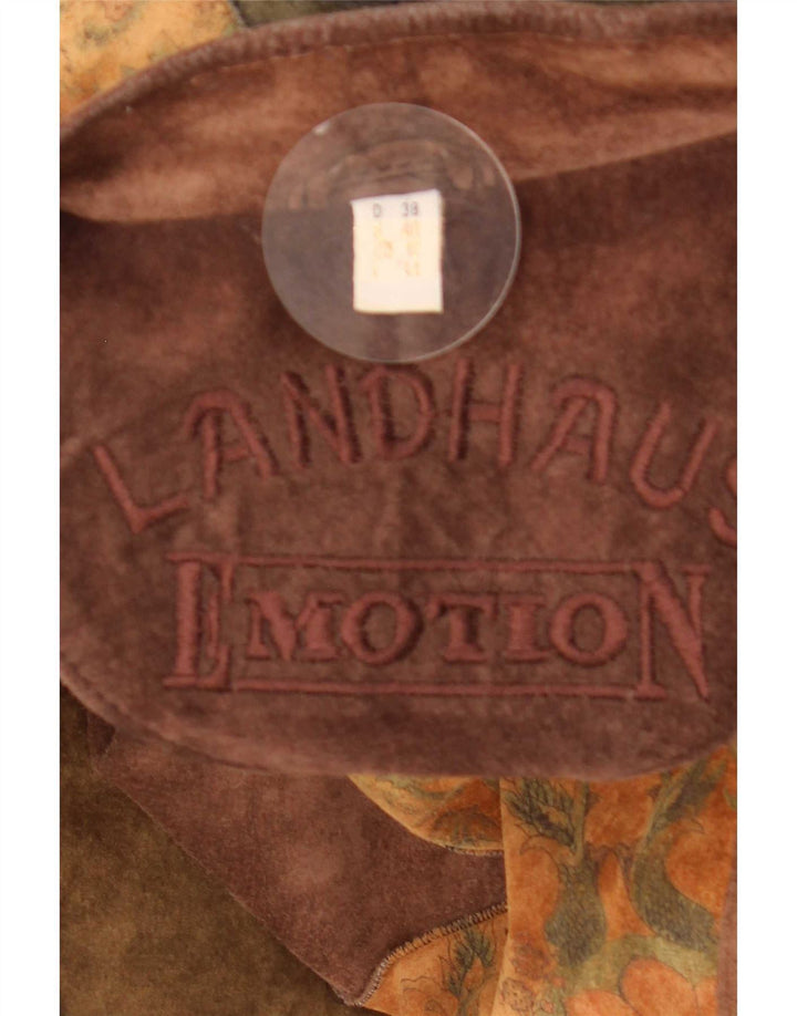 Landhaus Veste en daim coupe ample pour femme UK 12 Cuir patchwork marron moyen