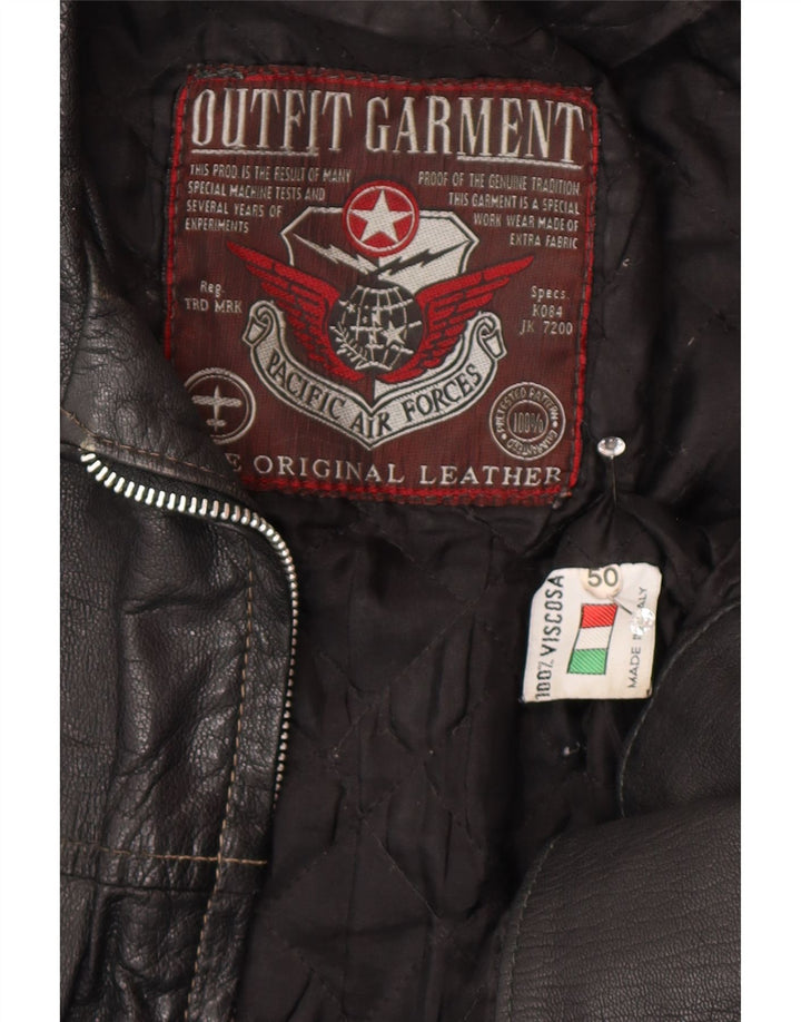 VINTAGE Veste en cuir homme IT 50 Grand cuir noir