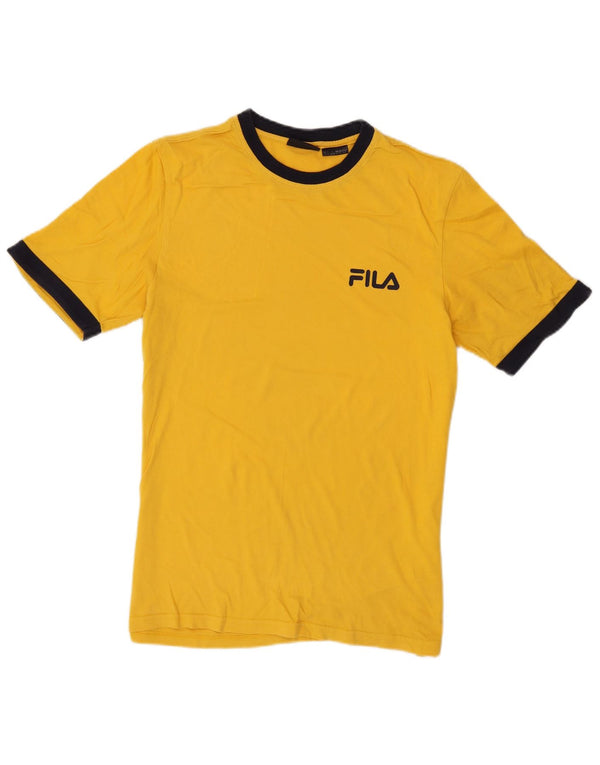 Fila T-Shirt Homme Haut Petit Coton Colorblock Jaune