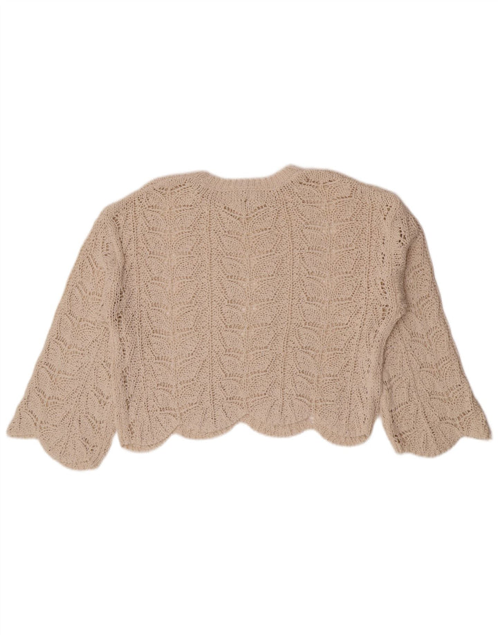Zara Womens Oversize Crochet Crop Top UK 10 Petit Beige
