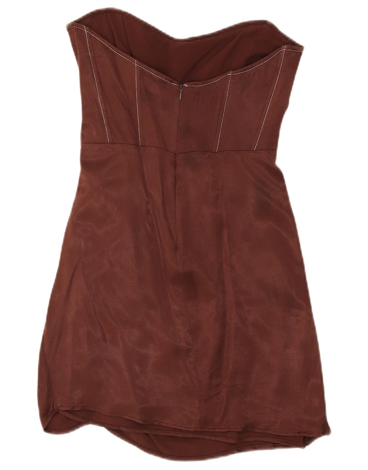 Zara Robe bustier femme UK 12 Viscose marron moyen
