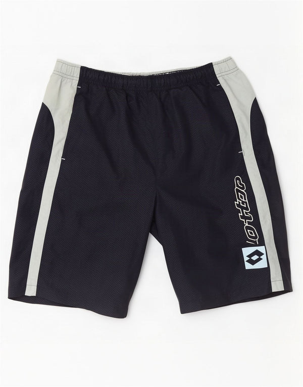 Lotto Short de sport graphique pour homme UK 40/42 Large Bleu marine Colorblock Nylon