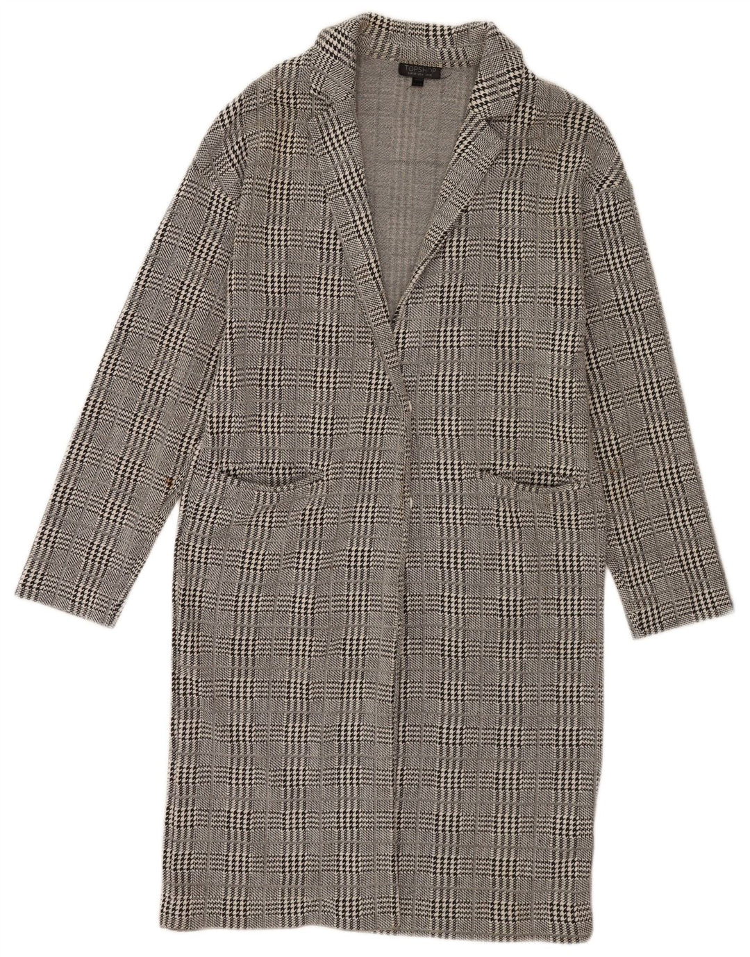 Topshop Manteau Femme UK 10 Petit Gris Pied-de-Poule Coton